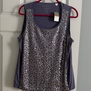 Chico's Shimmer Glimmer Sparkling Sequin Tank Top - Purple - size L / 12 **NWT**